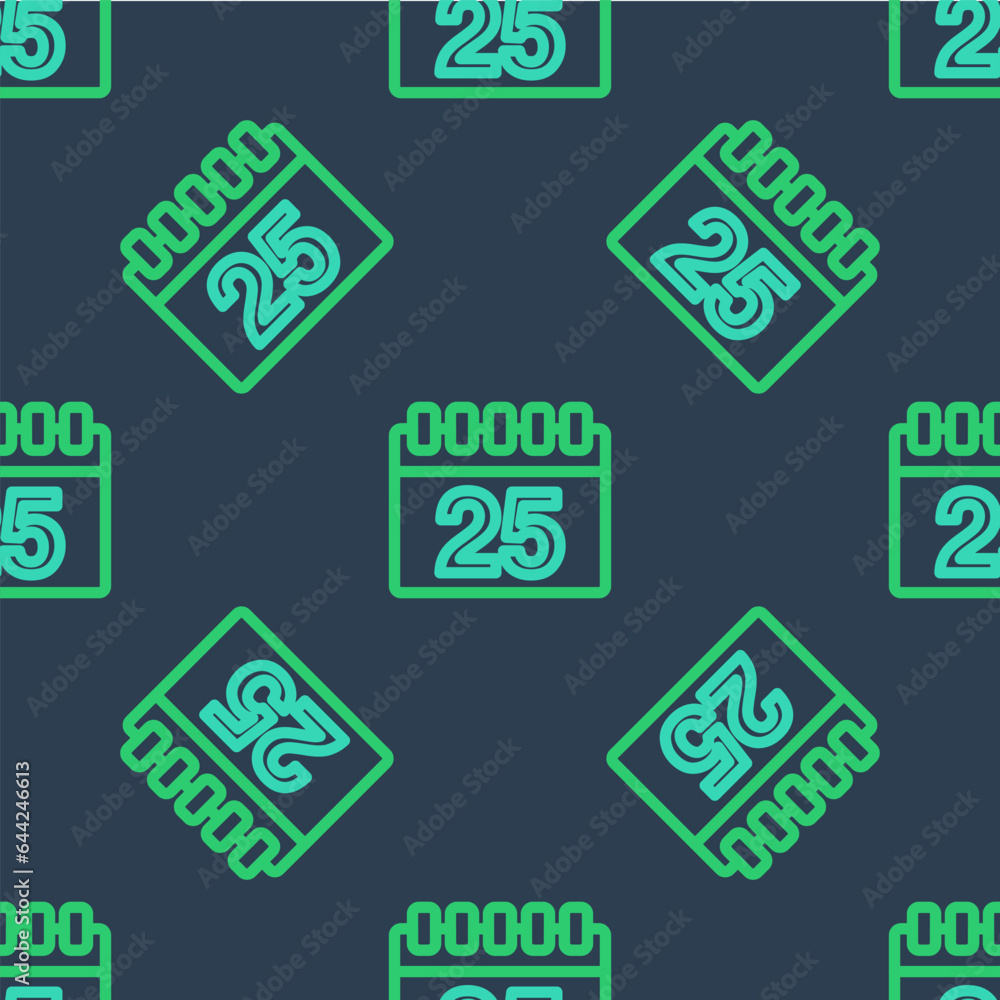 Poster line calendar icon isolated seamless pattern on blue background. event reminder symbol. vector