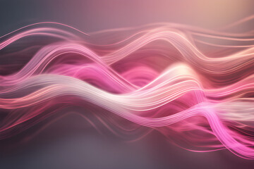 Obraz premium Enchanting Visuals: Data Transfer Concept with Neon Bubblegum Pink, Sandy Brown, and Pearl Gray Wavy Lines