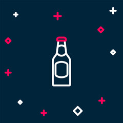 Line Beer bottle icon isolated on blue background. Colorful outline concept. Vector