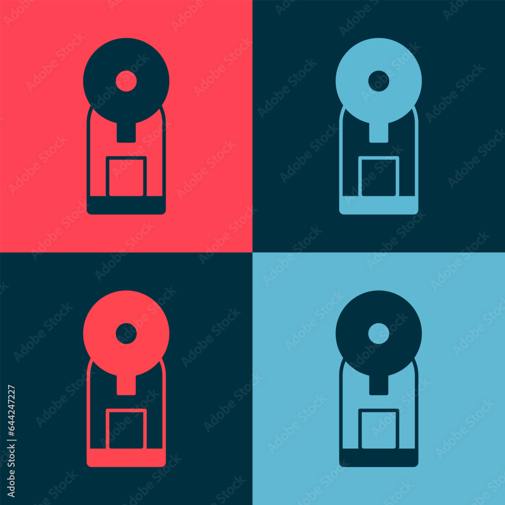 Poster pop art smart coffee machine system icon isolated on color background. internet of things concept wi