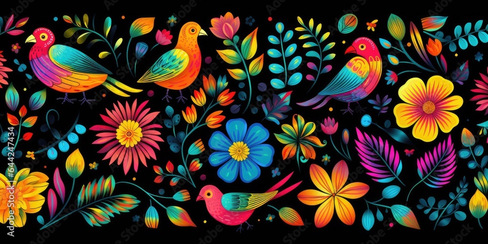 Poster colorful abstract flora pattern abstract generative ai