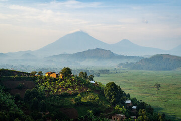 Virunga Volcanoes in morning  light