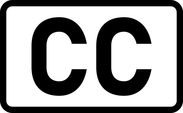 Closed Captioning or CC Sign Subtitles Symbol Line Art Icon. Vector Image.