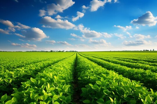 Green soybean fields in Vojvodina, Serbia. Generative AI