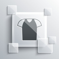 Grey T-shirt icon isolated on grey background. Shirt. Square glass panels. Vector
