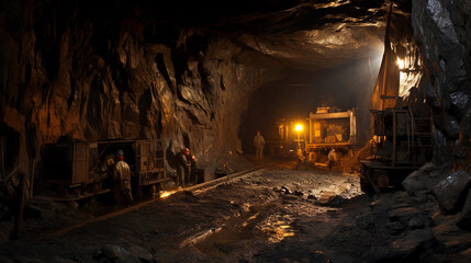 Fototapeta na wymiar Mining in coal mine 