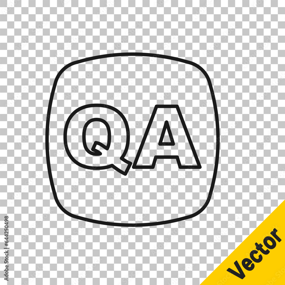 Poster black line speech bubbles with question and answer icon isolated on transparent background. q and a 