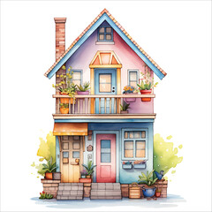 A little cute watercolor house