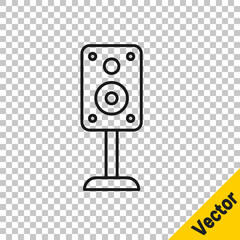 Black line Stereo speaker icon isolated on transparent background. Sound system speakers. Music icon. Musical column speaker bass equipment. Vector