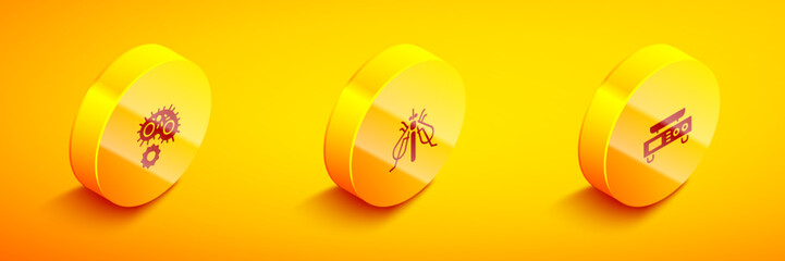 Set Isometric Virus, Experimental insect and Electronic scales icon. Vector