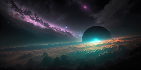 Embark on a cosmic journey with this space scene illustration. Ideal for space enthusiasts and publications, igniting a passion for the universe..