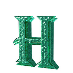 Fluted turquoise symbol. right side view. letter h