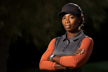 Professional or hobbyist golfer standing and posing. 