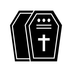 Obraz premium Ikon datar peti mati vampir. Ilustrasi Halloween tutup peti mati dan bagian dalamnya,di isolasi latar belakang putih. 