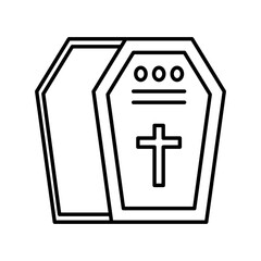 Obraz premium Ikon datar peti mati vampir. Ilustrasi Halloween tutup peti mati dan bagian dalamnya,di isolasi latar belakang putih. 