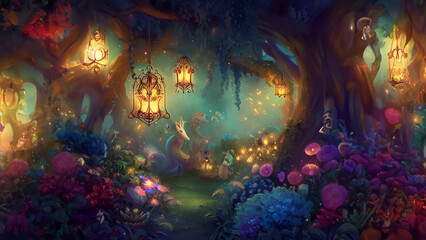 Mythical Marvels: Dive into the Whimsical World of Floating Gardens and Lantern-Lit Pathways.