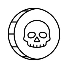 
Pirate gold coin icon with a skull. Pirate treasure,isolated on white background.
