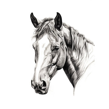 hiperrealistic pencil drawing of a horse head portrait, generative AI
