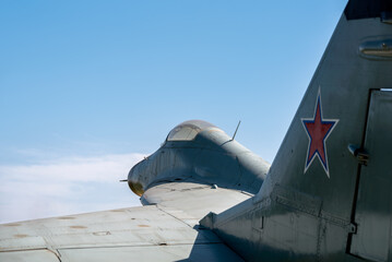 Russian military aircraft fighter with a red star on the wing