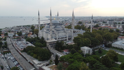 Naklejka premium A drone shot of Blue Mosque, Istanbul.