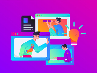 Business People Flat Vector Concept Operation Hand Drawn Illustration
