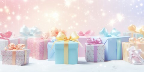 Gift box for birthday, festive anniversary, happy valentine's day and wedding, gift presents for black friday sale. Christmas and New Year gift boxes surprise. soft colors