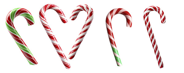 Set of realistic christmas candy cane collection