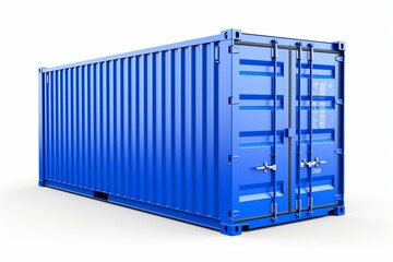 Blue shipping container on white background. 3D rendering. Generative AI