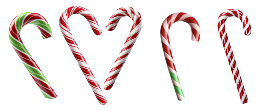 Set of realistic christmas candy cane collection