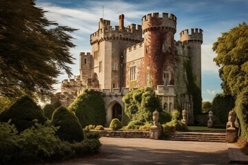 Fototapeta na wymiar Historic castle located in Malahide, Ireland. Generative AI