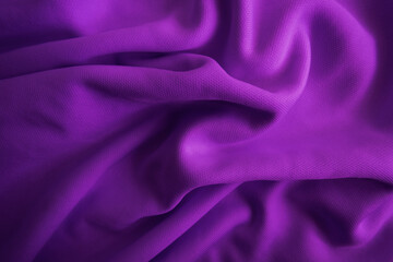 Purple fabric background. Abstract purple wavy cloth.