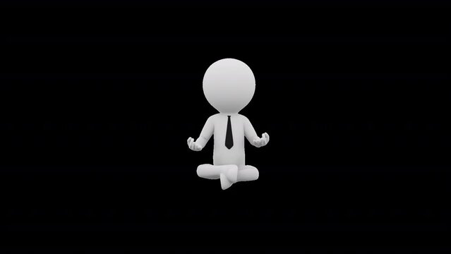 3D Man Meditating in a Loop with transparent (alpha) background