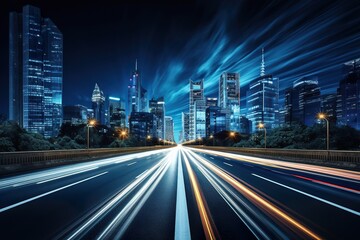 Concept of future cityscape with highway lighting