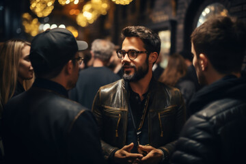 A person participating in a cryptocurrency meetup, networking with fellow enthusiasts and discussing the latest industry developments. Generative Ai.