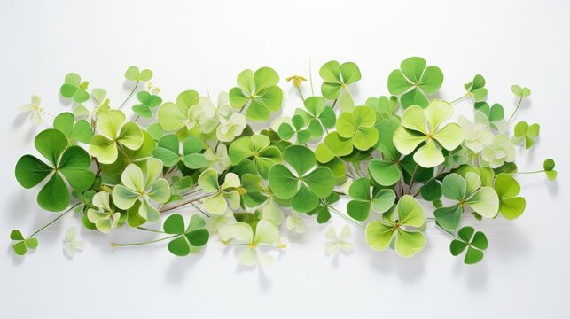 Image of a four-leaf green clover on a white background.