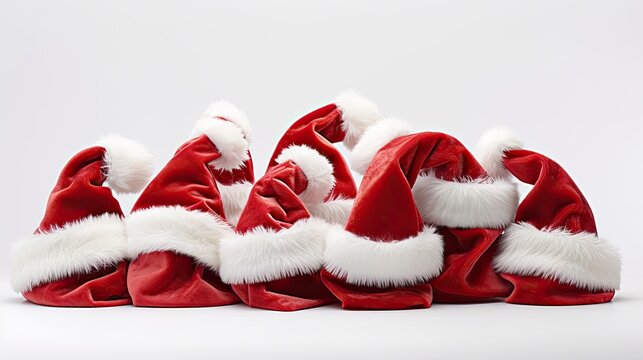 Image of santa claus christmas hats collection.