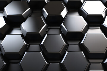 black and white hexagon background, sleek decagon wall with black tiles creates a polished wallpaper