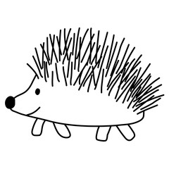 Cute hedgehog cartoon character, doodle style flat vector outline for coloring book © iuliia_n