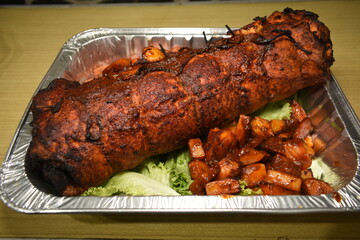 Lomo de cerdo comida navideña tipica adobada deliciosa navidad 24 de diciembre en la noche 