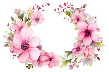 watercolor pink flower blossom on white background