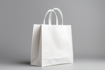 White blank shopping paper bag isolated on white background for mock up and template design. 3d render illustration. High quality photo