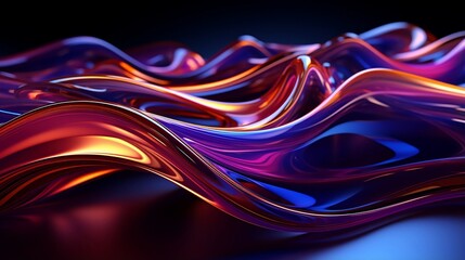 Colorful 3d render geometric wave background. Abstract motion blur wallpaper. Vibrant, abstract, flowing geometric design with blue and purple hues.