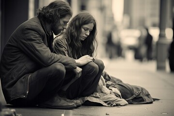couple praying in the street paceful hopefully