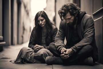 couple praying in the street paceful hopefully