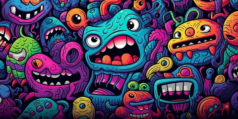 Obraz premium a colorful pattern in the style of 80s children's art Generative AI