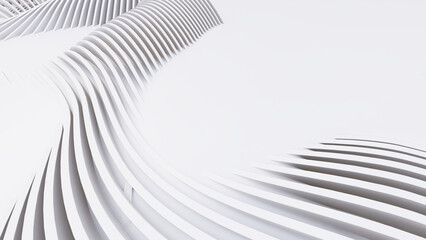 Abstract Curved Shapes. White Circular Background.