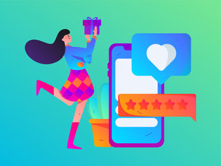 Virtual characters social communication concept business flat vector hand drawn illustration