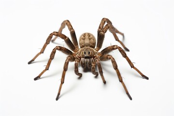 A single brown spider on a white background. Generative AI