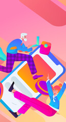 Festive Shopping E-Commerce Online Shopping People Flat Vector Concept Operation Hand Drawn Illustration