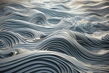 Water showing undulating patterns caused by small disturbances. Generative AI